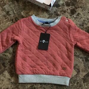 7 For All Mankind Kids Quilted Sweater - Coral and Gray